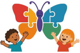 Autistic Kids Connection butterfly logo with children